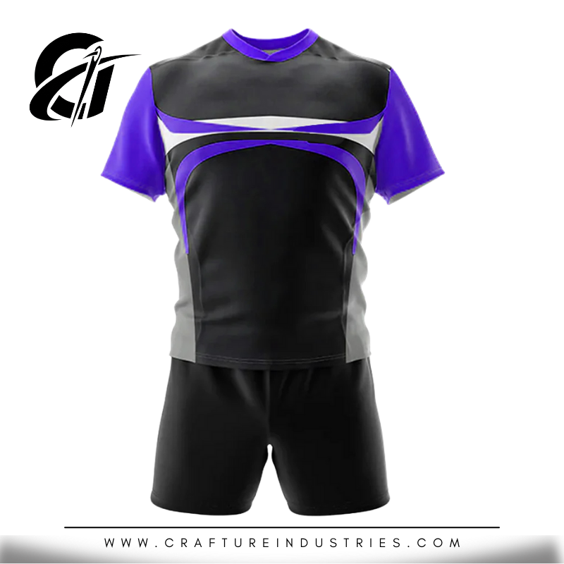 Football, Basketball, or Rugby Black & Purple Team Kit