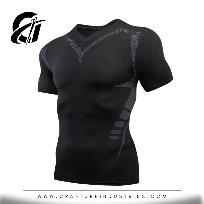 Black V-Cut Compression Tee