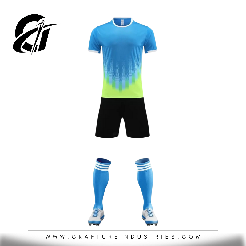 Gradient Blue-Green Soccer Uniform with Socks