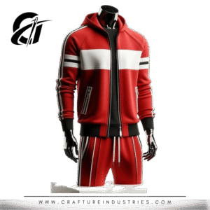 Striped Zip Tracksuit – Red/White