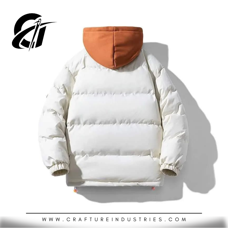 Winter Puff Jacket – White & Tan - Image 2